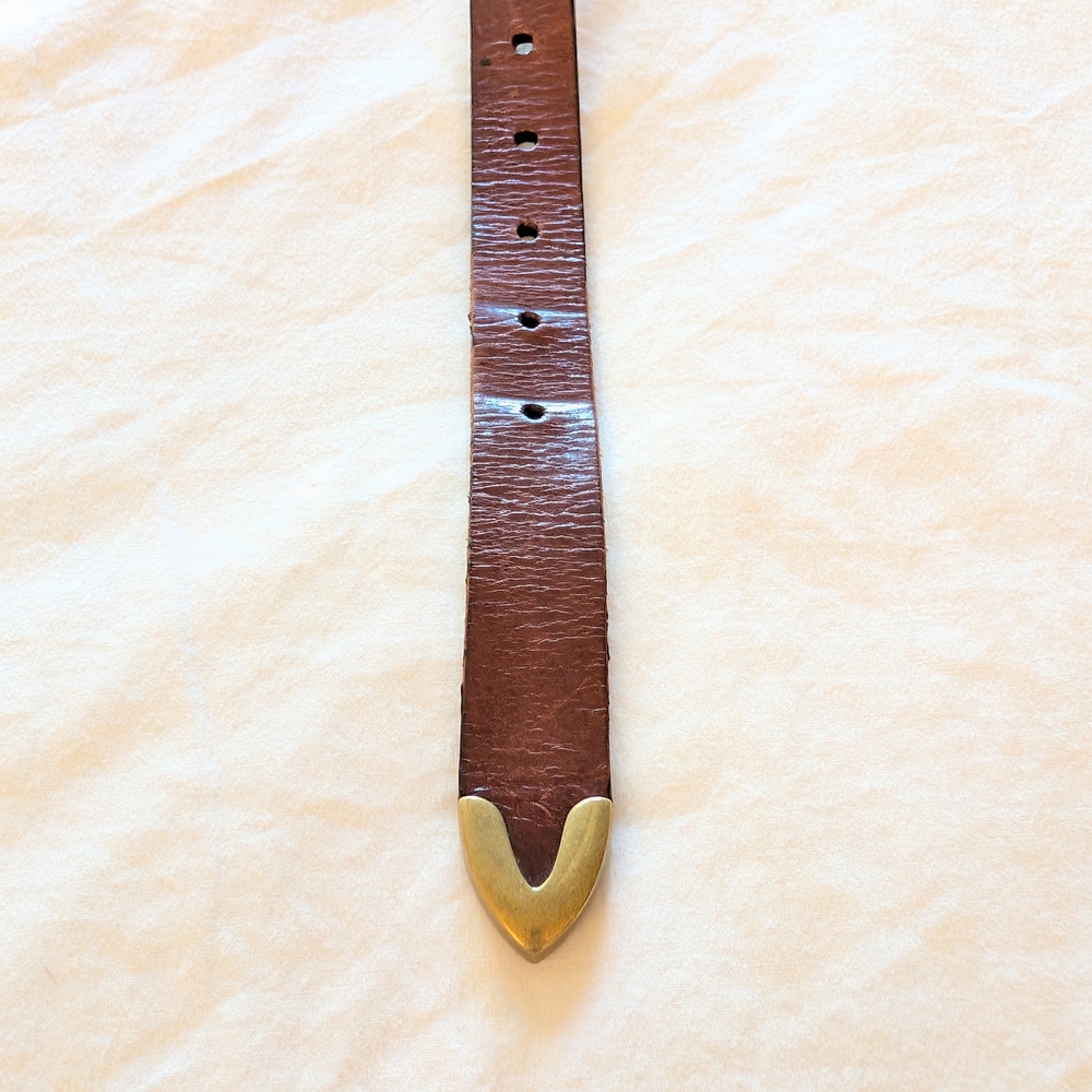 Nine West brown genuine leather belt with brass buckle - Picture 6 of 8